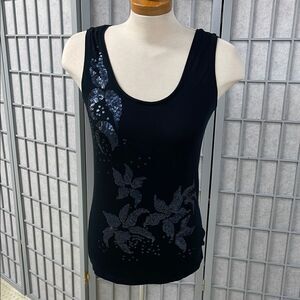 Tristan Black and Silver Tank Top with Sleek Design, Women’s Size Medium
